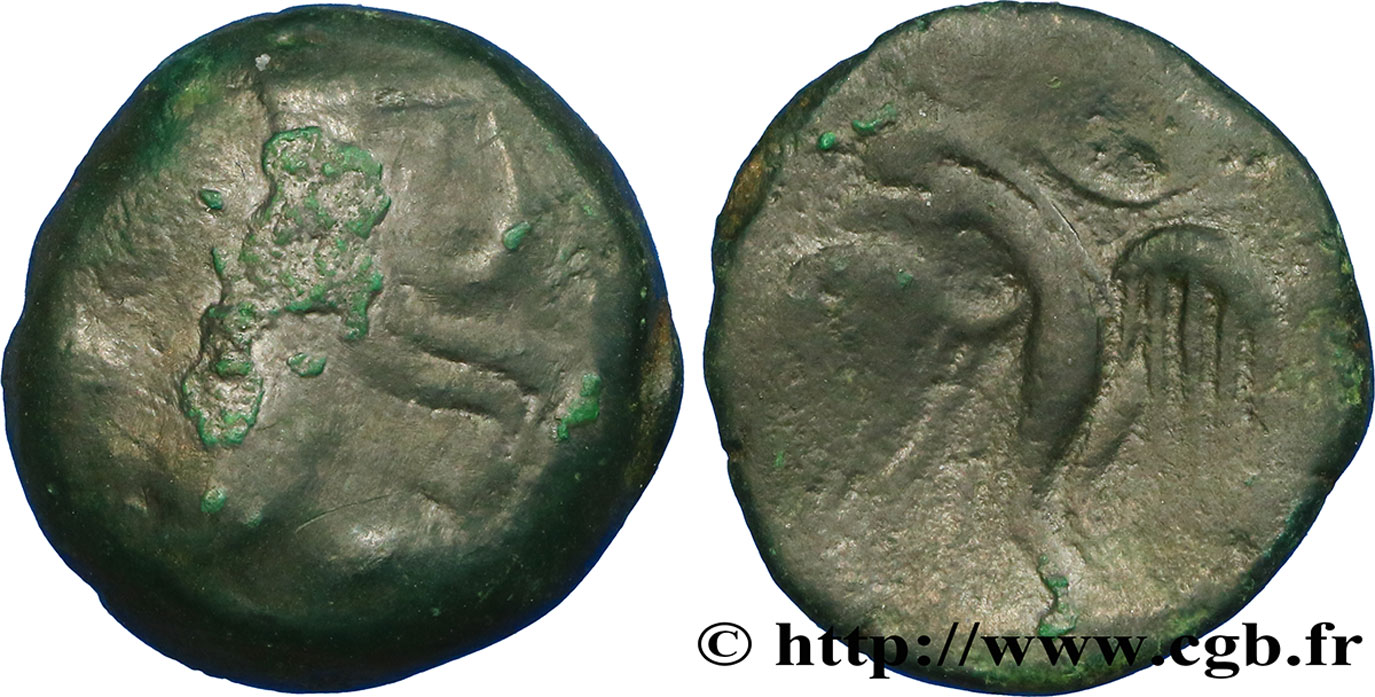 GALLIA - CARNUTES (Beauce area) Bronze lourd à l’aigle et au croissant F/VF