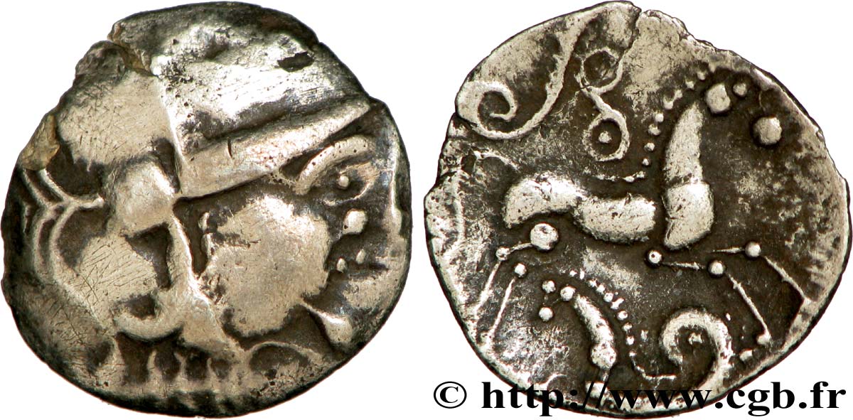 AMBIENS (Région d Amiens) Denier d argent scyphate dit “à l hippocampe” TTB/TTB+