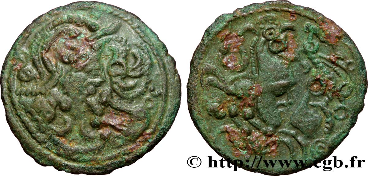 GALLIA BELGICA - BELLOVACI (Area of Beauvais) Bronze au coq, “type d’Hallencourt” XF