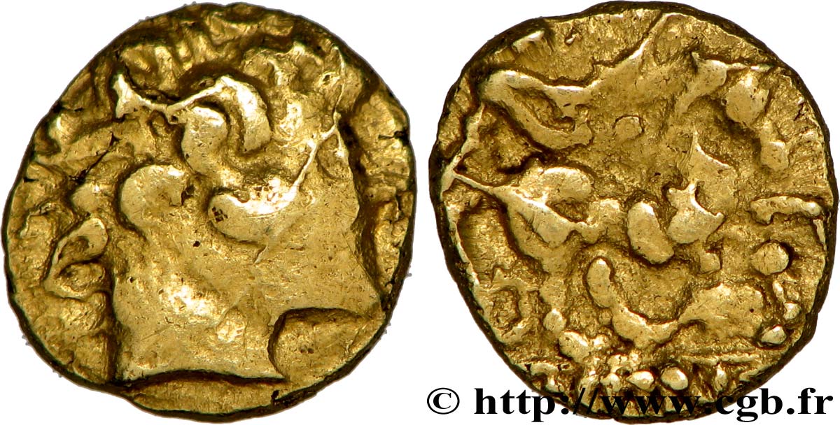 ARVERNI, UNSPECIFIED Quart de statère d’or, imitation du type de Philippe XF/VF