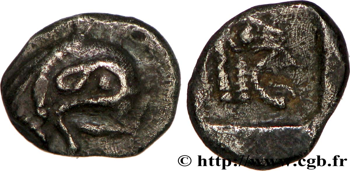 MASSALIA - MARSEILLES Hémiobole du trésor d Auriol à la tête de griffon et à la tête de lion à droite AU