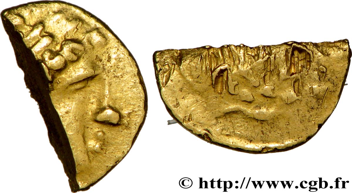 ARVERNI, UNSPECIFIED Huitième de statère d’or, imitation du type de Philippe - quart coupé en deux XF/VF