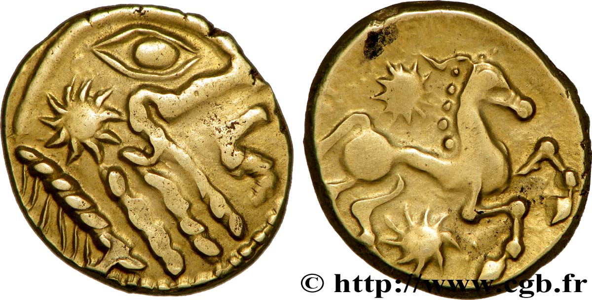 GALLIA - BELGICA - BELLOVACI (Región de Beauvais) Statère d or à l astre, cheval à droite EBC