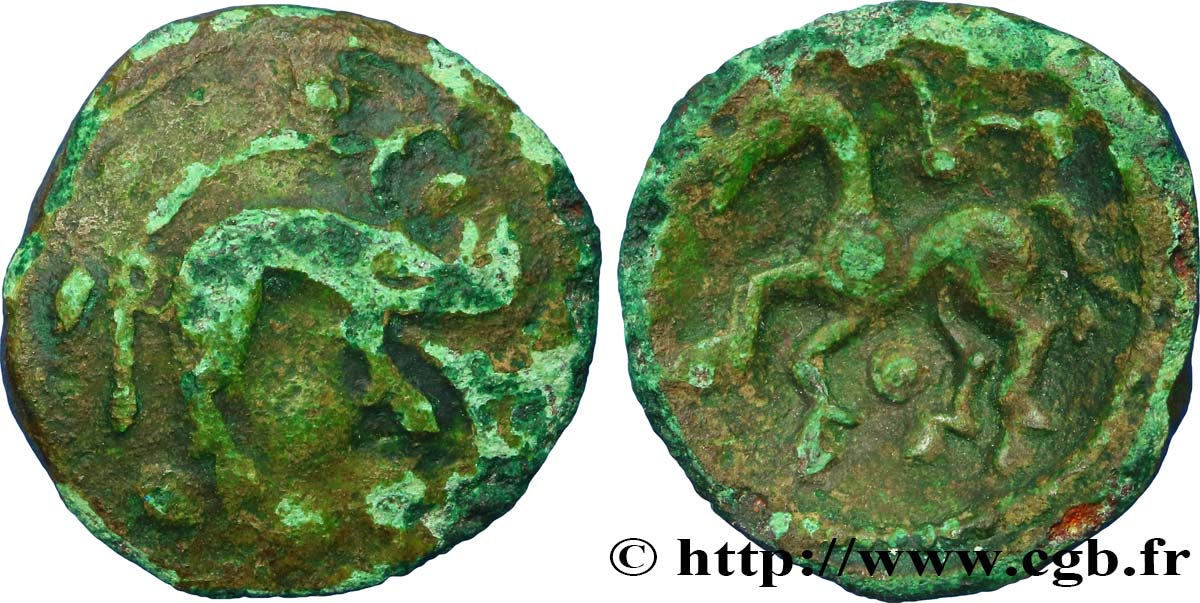 GALLIA BELGICA - AMBIANI (Regione di Amiens) Bronze au sanglier et au cheval, “type des dépôts d’Amiens” MB