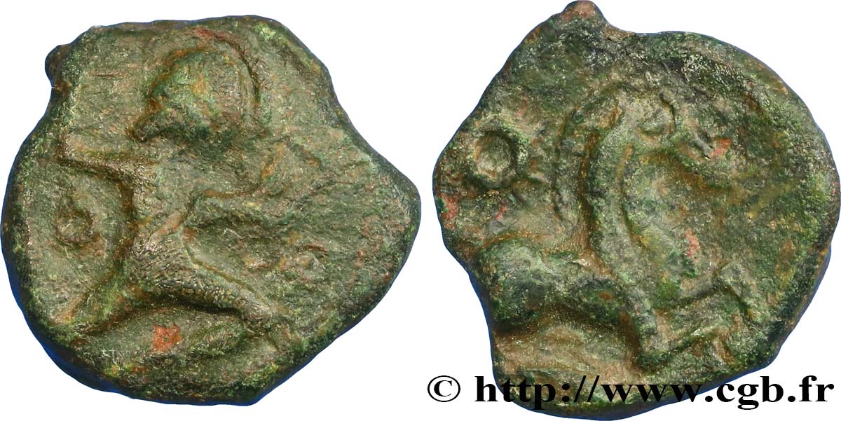 GALLIEN - BELGICA - BELLOVACI (Region die Beauvais) Bronze au personnage courant, à l’astre fSS