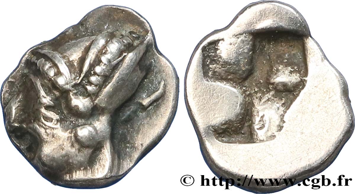MASSALIA - MARSEILLE Hémiobole au bonnet perlé, tête à gauche, du trésor d’Auriol AU