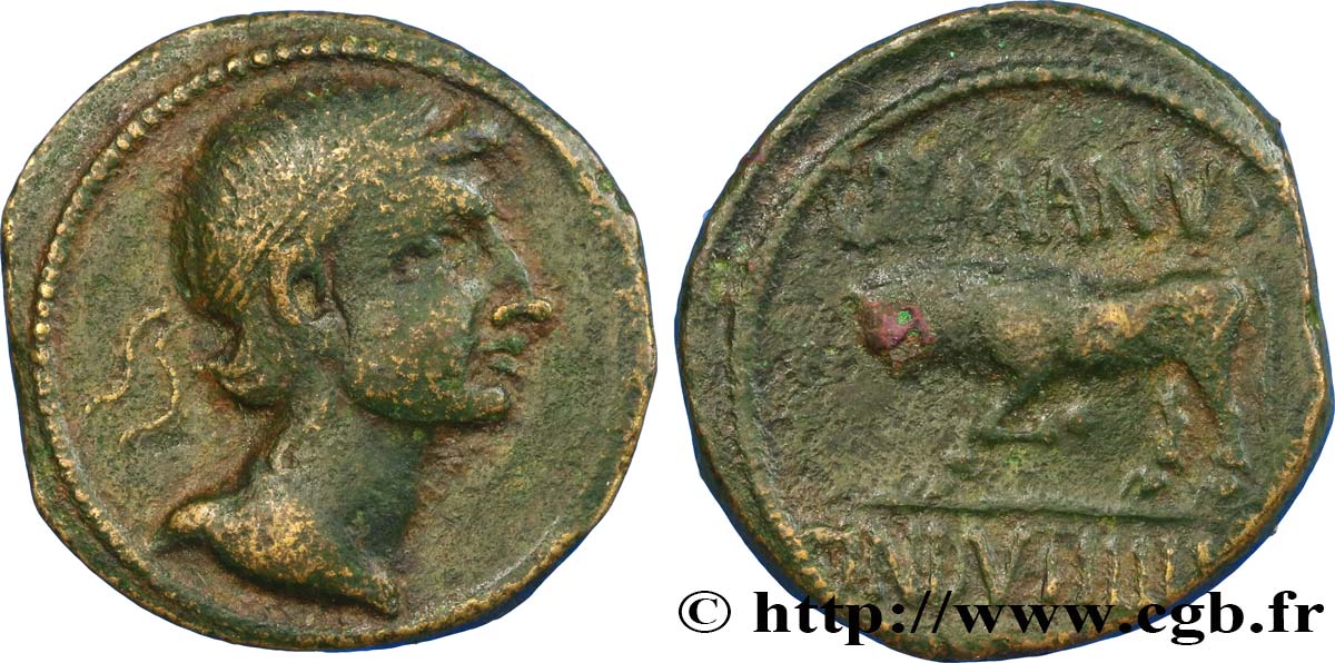 GALLIEN - BELGICA - REMI (Region die Reims) Bronze GERMANVS INDVTILLI au taureau (Quadrans) SS