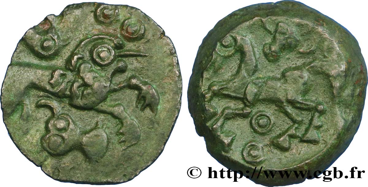 GALLIA BELGICA - AMBIANI (Región de Amiens) Bronze composite au lion - BN. 9498 MBC+