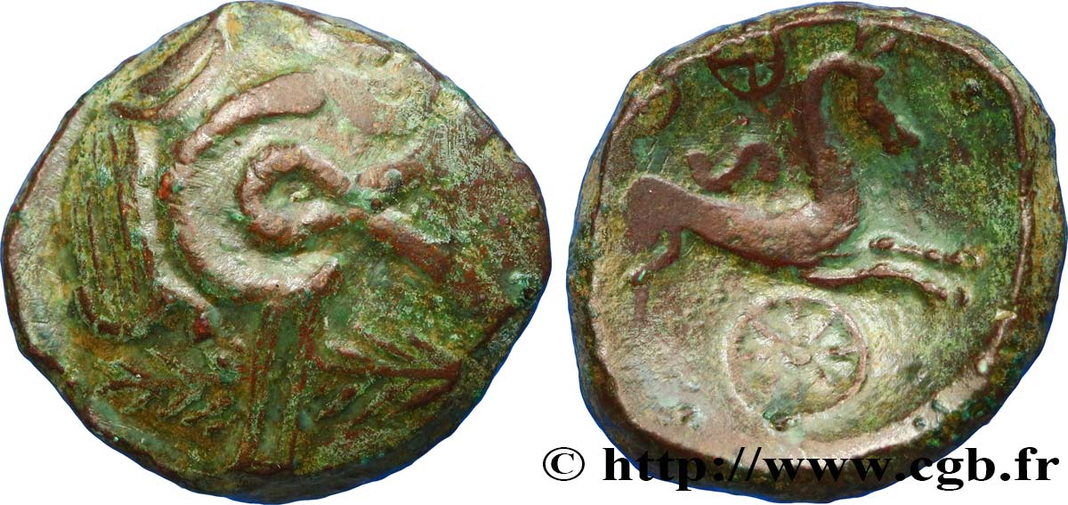 ÉDUENS / ARVERNES, INCERTAINES Statère de bronze, type de Siaugues-Saint-Romain, classe IV TTB