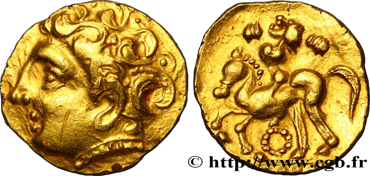 GALLIA - CARNUTES (Región de la Beauce) Quart de statère d or à la cavalière sans bras EBC