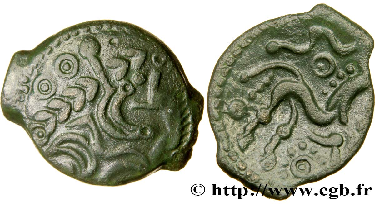 GALLIA - AULERCI EBUROVICES (Región d Evreux) Bronze au cheval, dérivé de types belges MBC+