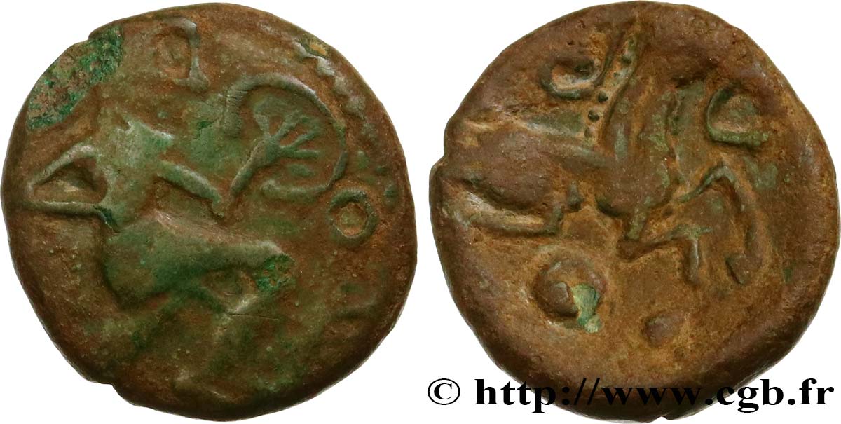 GALLIEN - BELGICA - BELLOVACI (Region die Beauvais) Bronze au personnage courant et à l’androcéphale fSS/SS
