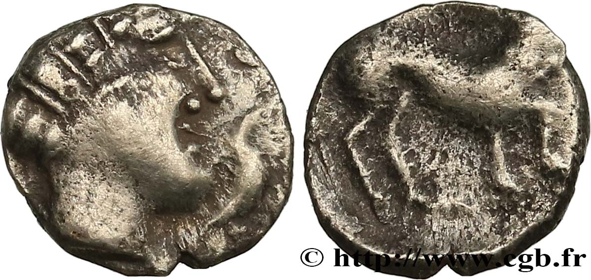 GALLIA - NEDENES (oppidum of Montlaures) Obole au cheval retourné XF/VF