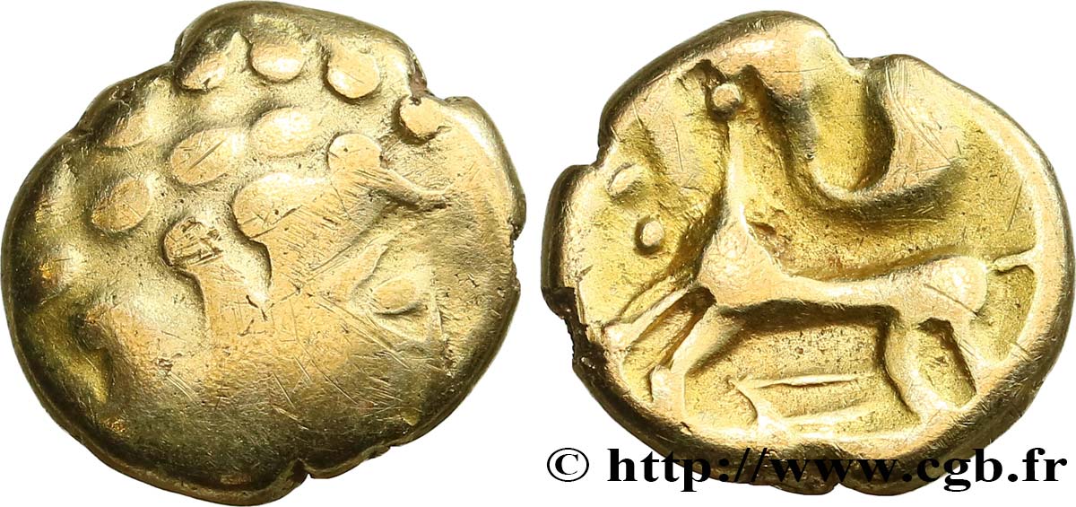 GALLIA - CARNUTES (Región de la Beauce) Quart de statère d’or pâle, DT. 2351 BC/MBC