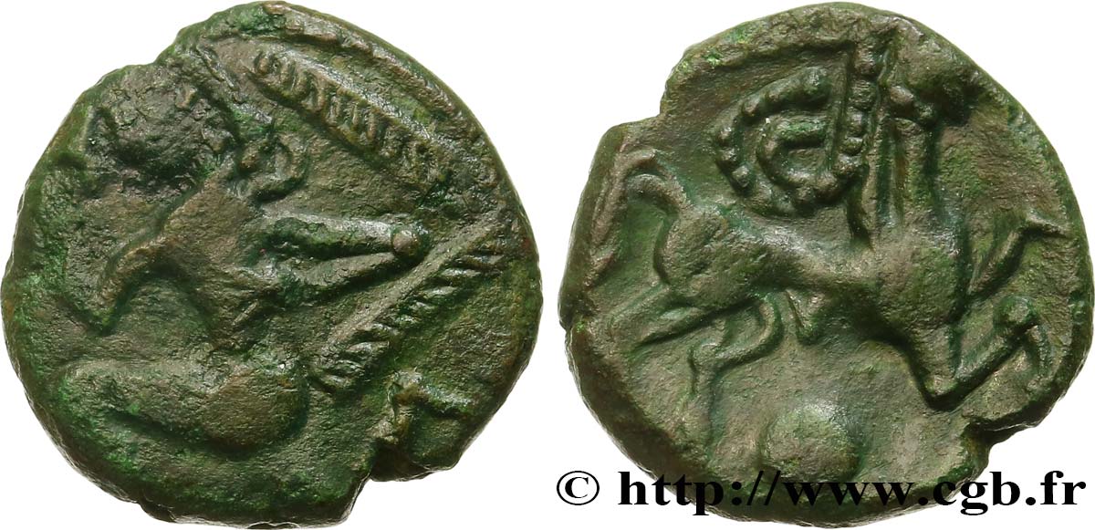 GALLIA - BELGICA - BELLOVACI (Regione di Beauvais) Bronze au personnage courant et à l’androcéphale q.SPL
