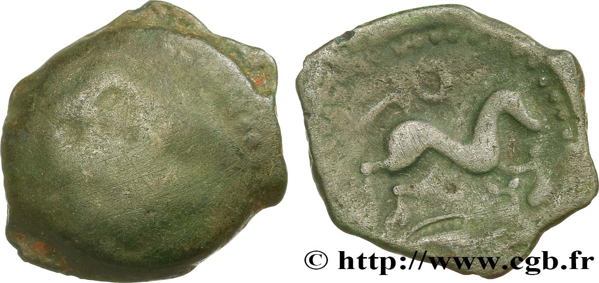 GALLIA - AULERCI EBUROVICES (Región d Evreux) Bronze au cheval et au sanglier RC+/BC