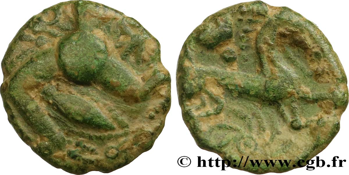 GALLIA - BELGICA - BELLOVACI (Regione di Beauvais) Bronze au personnage courant, à l’astre rayonnant q.BB