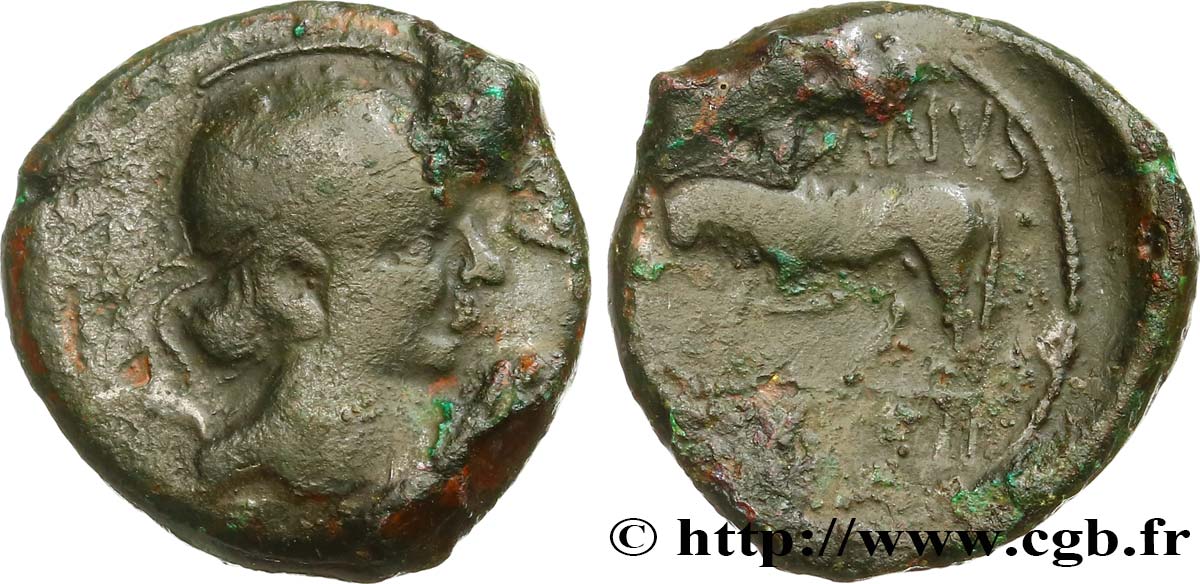 GALLIEN - BELGICA - REMI (Region die Reims) Bronze GERMANVS INDVTILLI au taureau (Quadrans) fSS