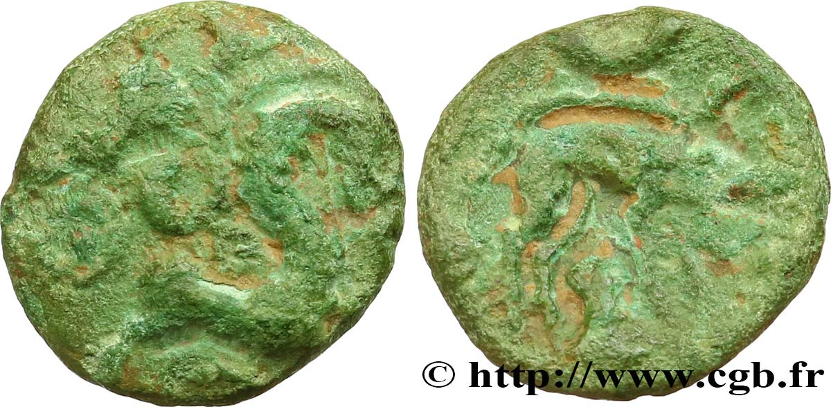 GALLIA BELGICA - AMBIANI (Región de Amiens) Bronze au cheval et au sanglier BC+