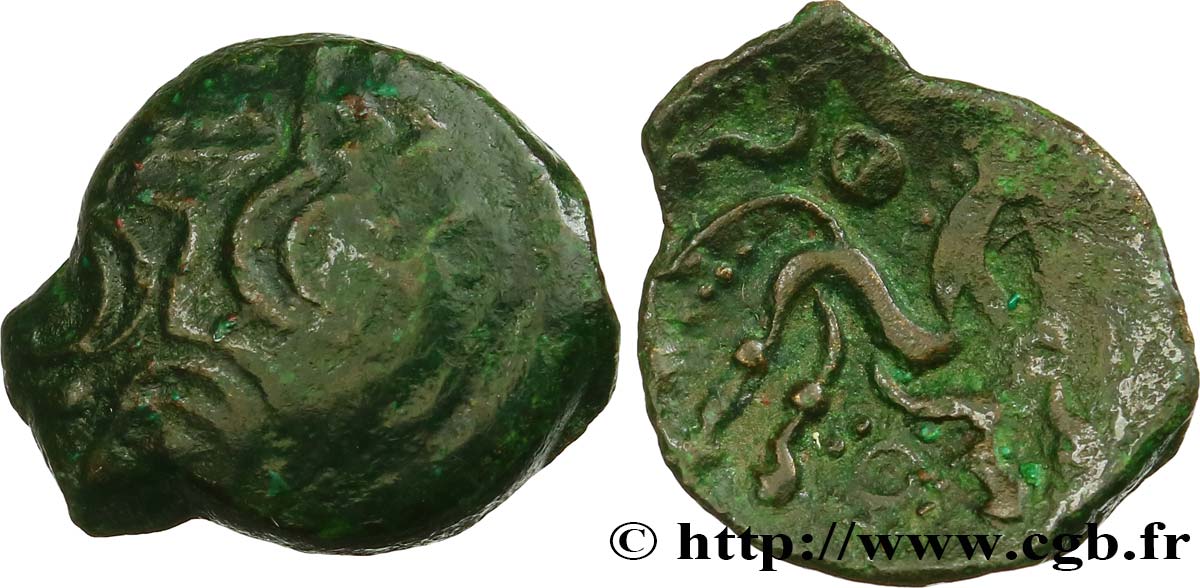 GALLIA - AULERCI EBUROVICES (Región d Evreux) Bronze au cheval, dérivé de types belges BC+