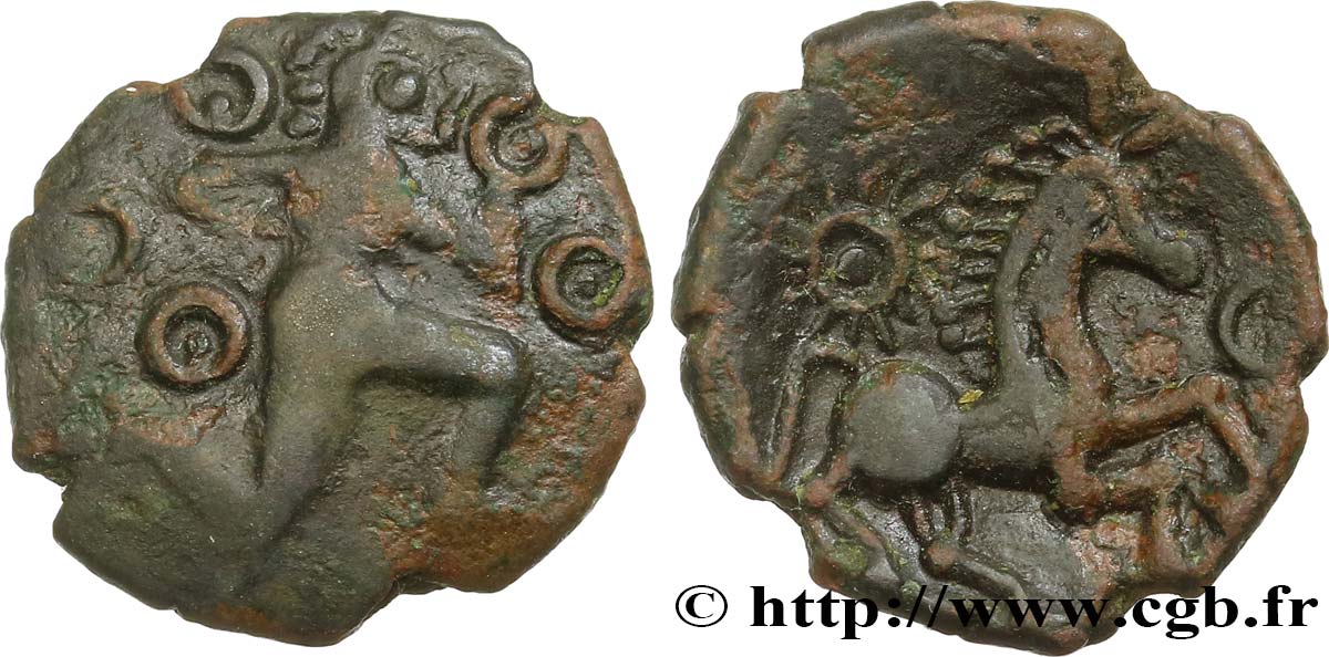 GALLIA - BELGICA - BELLOVACI (Regione di Beauvais) Bronze au personnage courant, à l’astre BB/SPL