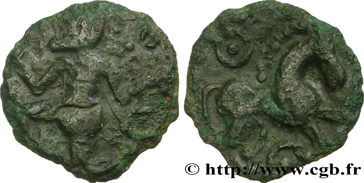 GALLIA BELGICA - BELLOVACI (Area of Beauvais) Bronze au personnage courant, aux annelets pointés VF