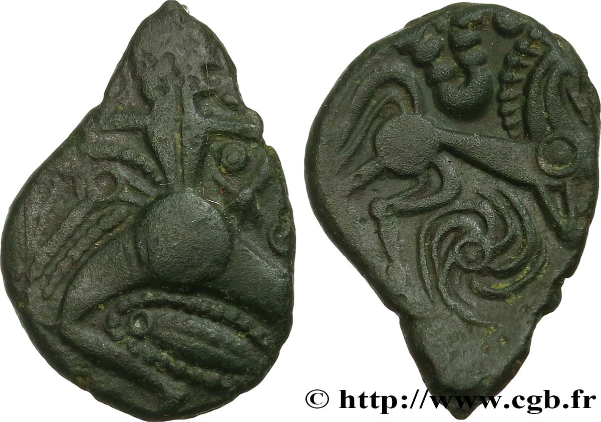 GALLIEN - BELGICA - BELLOVACI (Region die Beauvais) Bronze au personnage courant, à l’astre rayonnant VZ