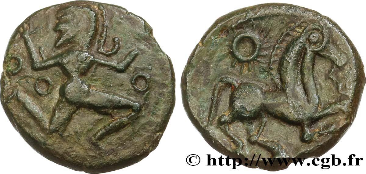 GALLIA - BELGICA - BELLOVACI (Regione di Beauvais) Bronze au personnage courant, à l’astre q.SPL