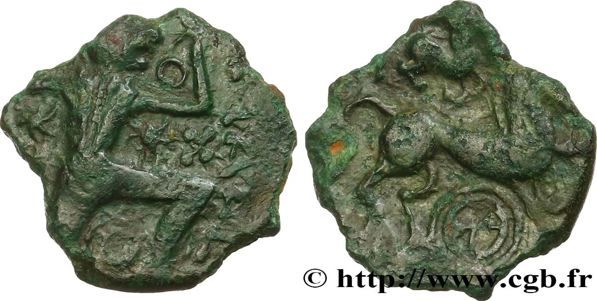 GALLIA BELGICA - BELLOVACI (Area of Beauvais) Bronze au personnage courant, au petit cheval XF