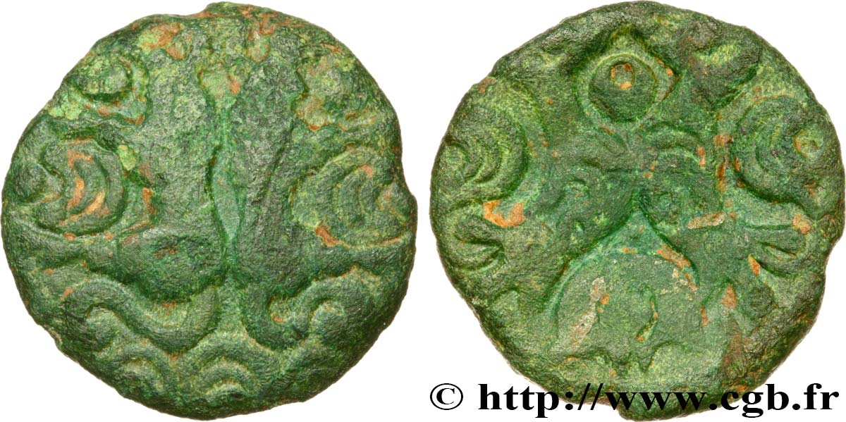 GALLIA BELGICA - AMBIANI (Región de Amiens) Bronze aux boeufs adossés, BN 8524 MBC