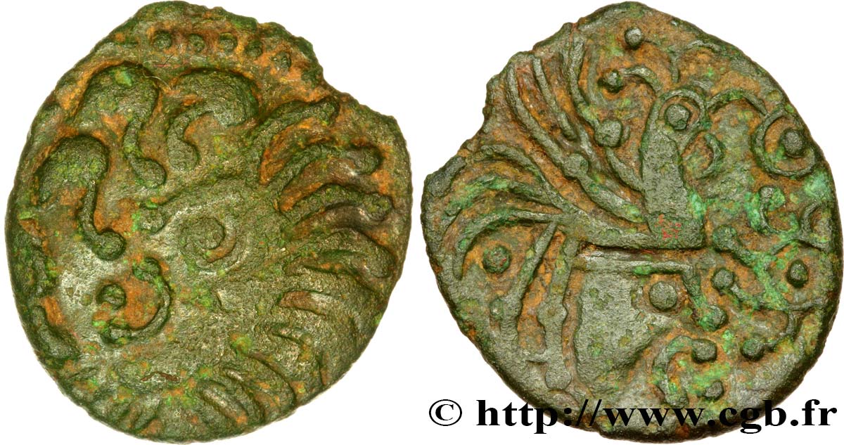 GALLIA - BELGICA - BELLOVACI (Región de Beauvais) Bronze au coq à tête humaine MBC/EBC