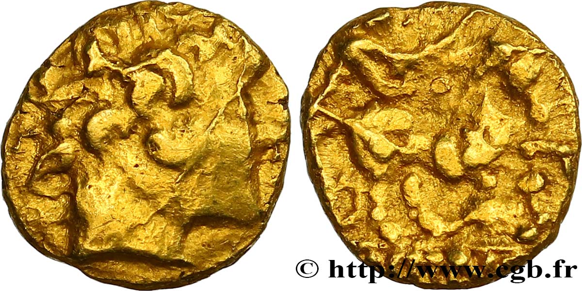 ARVERNI, UNSPECIFIED Quart de statère d’or, imitation du type de Philippe XF/VF
