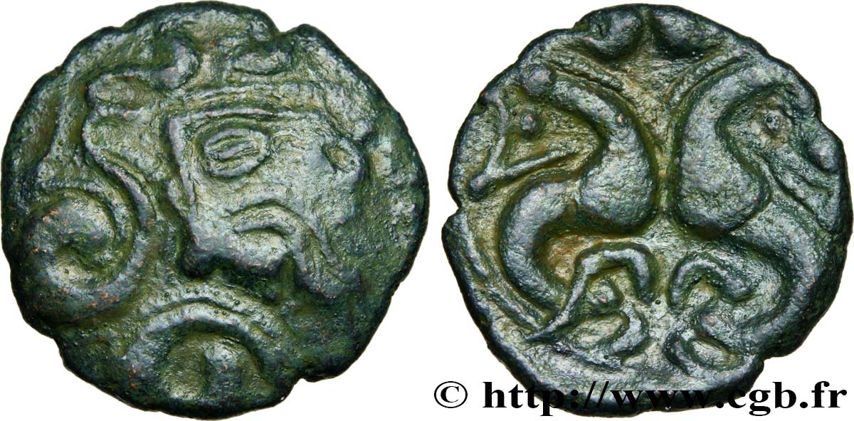 GALLIEN - BELGICA - AMBIANI (Region die Amiens) Bronze aux hippocampes adossés, BN. 8526 fVZ