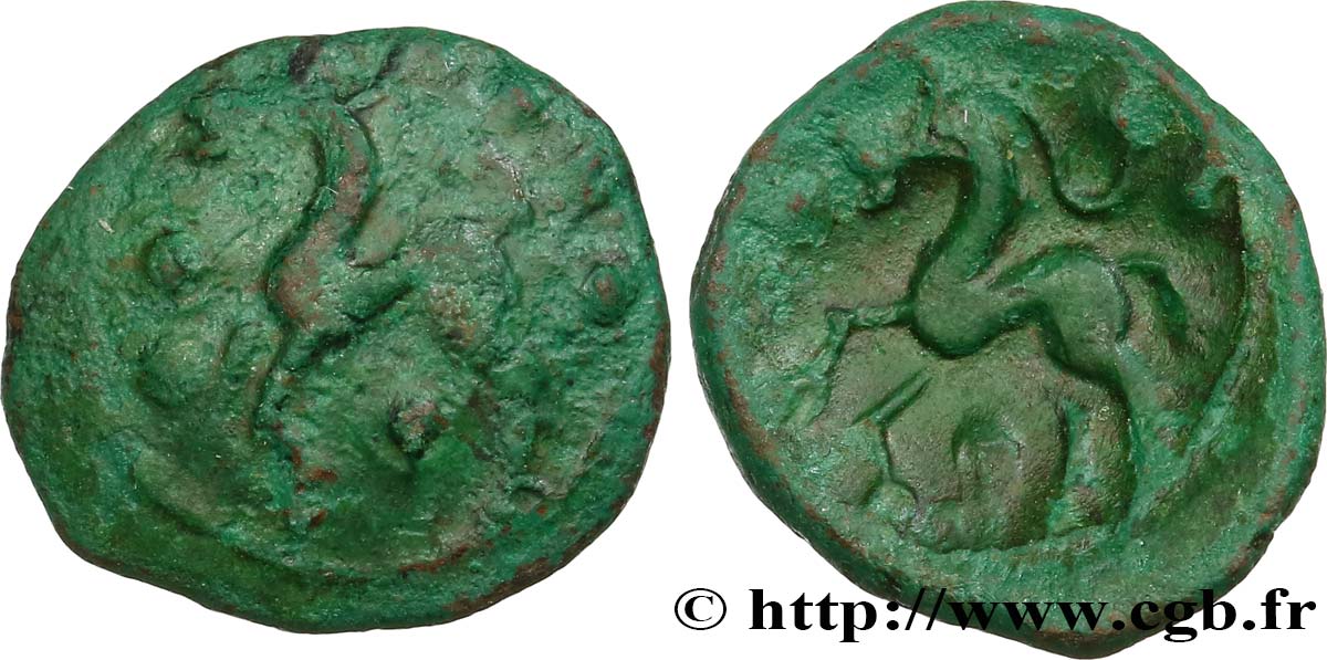 AMBIENS (Région d Amiens) Bronze au cheval, “type des dépôts d’Amiens” TB+/TTB