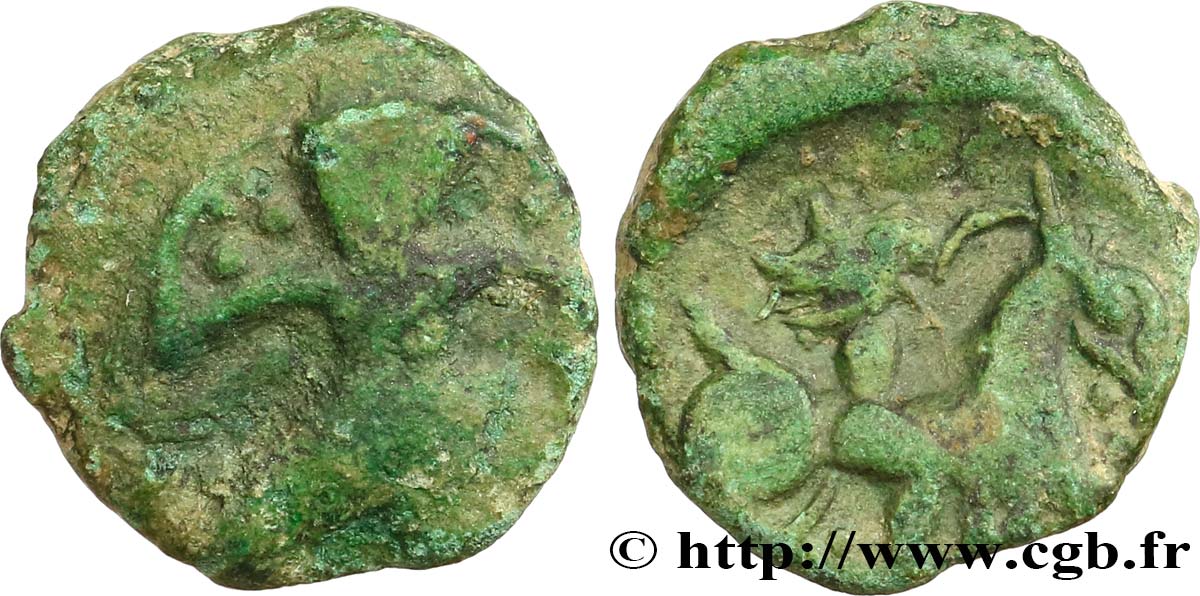 GALLIEN - BELGICA - BELLOVACI (Region die Beauvais) Bronze au personnage courant et au cavalier SS