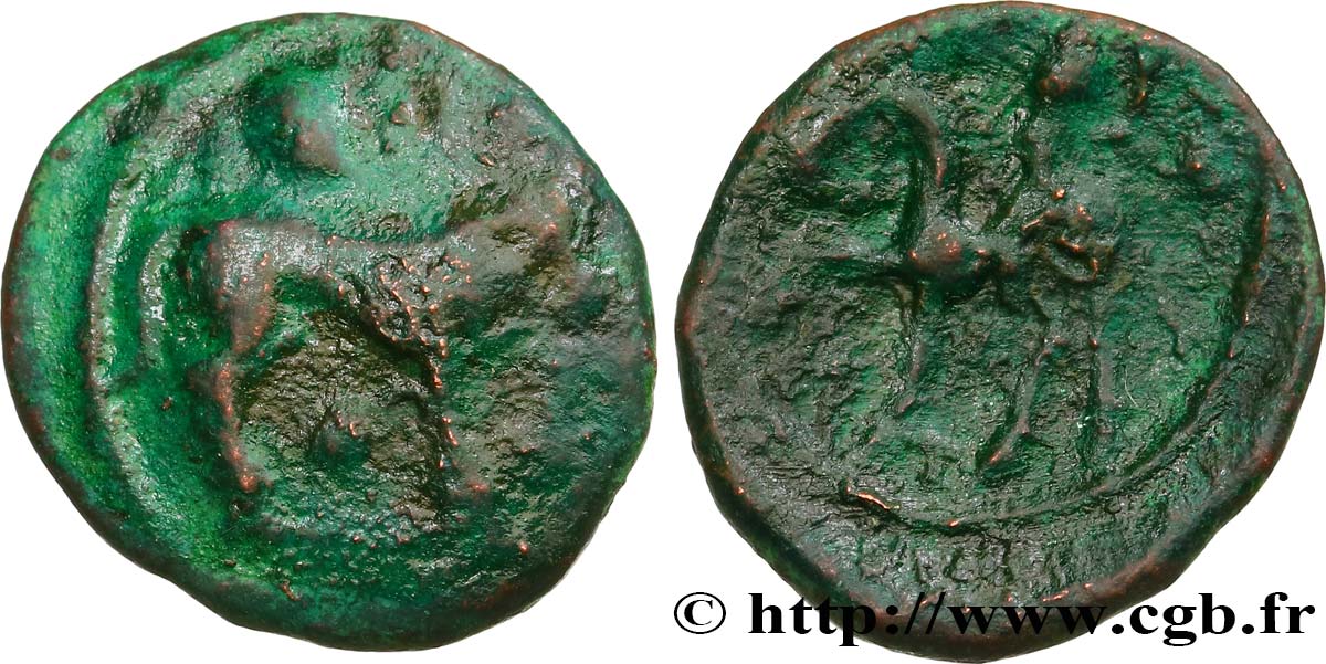 GALLIEN - BELGICA - AMBIANI (Region die Amiens) Bronze au taureau et au bucrane fSS