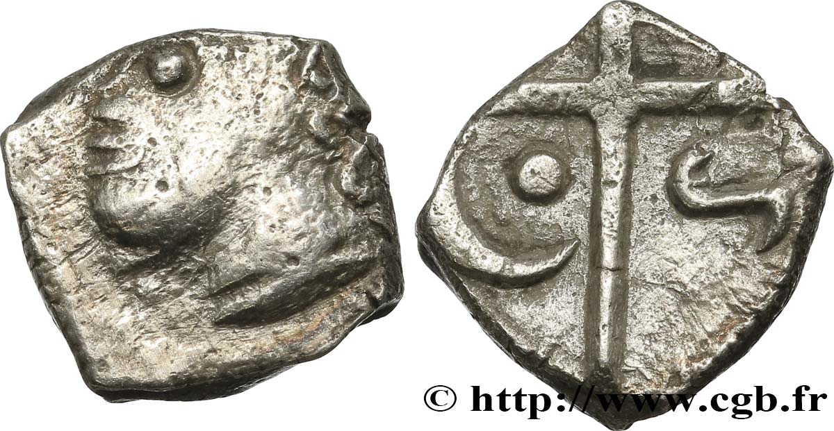 GALLIA - SUDOESTE DE LA GALLIA - TOLOSATES (Región de Vieja-Tolosa) Drachme “à la tête négroïde”, S. 95 BC+