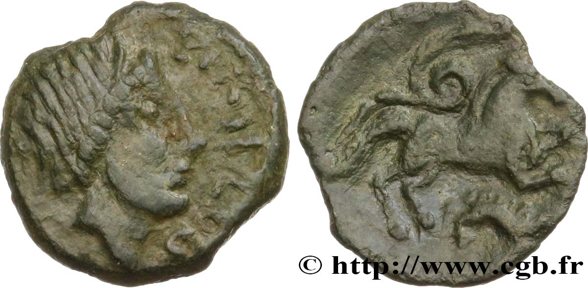 GALLIA - CARNUTES (Regione della Beauce) Bronze PIXTILOS classe X au cheval et au sanglier q.BB/BB