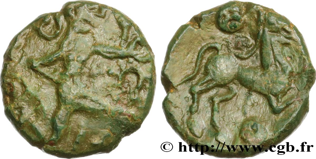 GALLIA BELGICA - BELLOVACI (Area of Beauvais) Bronze au personnage courant et à l’androcéphale VF/XF