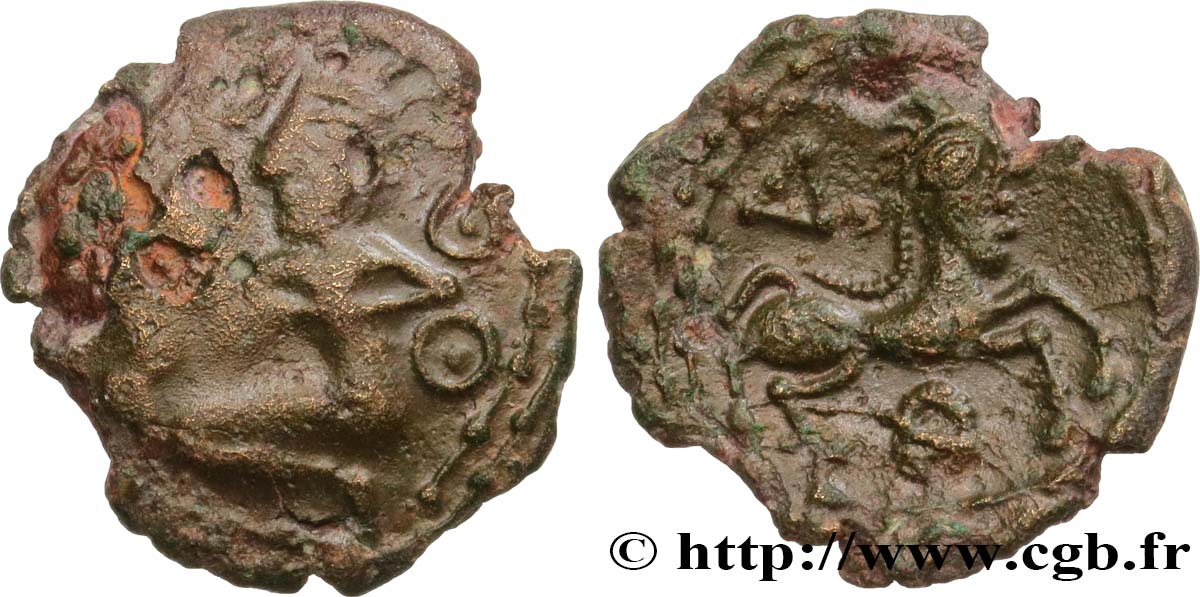 GALLIA BELGICA - BELLOVACI (Area of Beauvais) Bronze à l’archer agenouillé et au petit cheval VF/AU