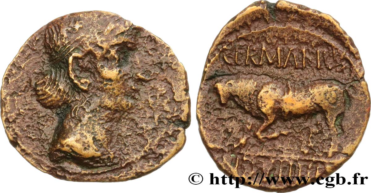 RÈMES (Région de Reims) Bronze GERMANVS INDVTILLI au taureau (Quadrans) TTB