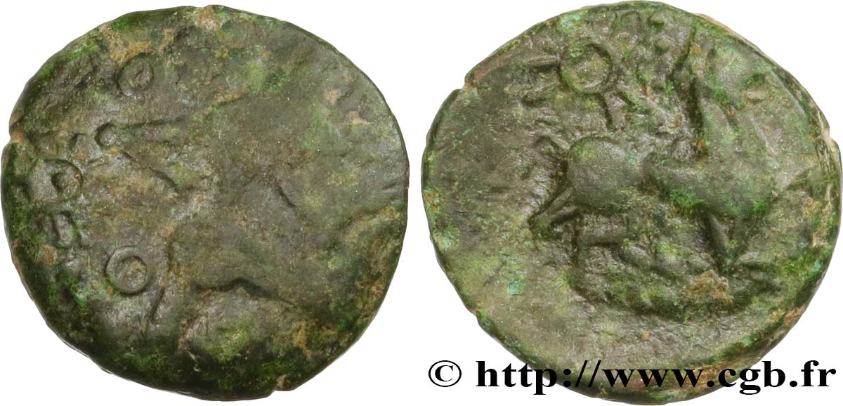 GALLIEN - BELGICA - BELLOVACI (Region die Beauvais) Bronze au personnage courant fSS
