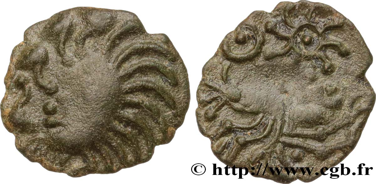 GALLIA - BELGICA - BELLOVACI (Región de Beauvais) Bronze au coq à tête humaine MBC