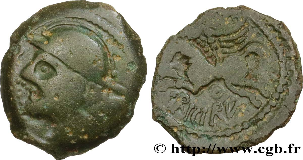 GALLIEN - BELGICA - SUESSIONES (Region die Soissons) Bronze CRICIRV, barbu fSS