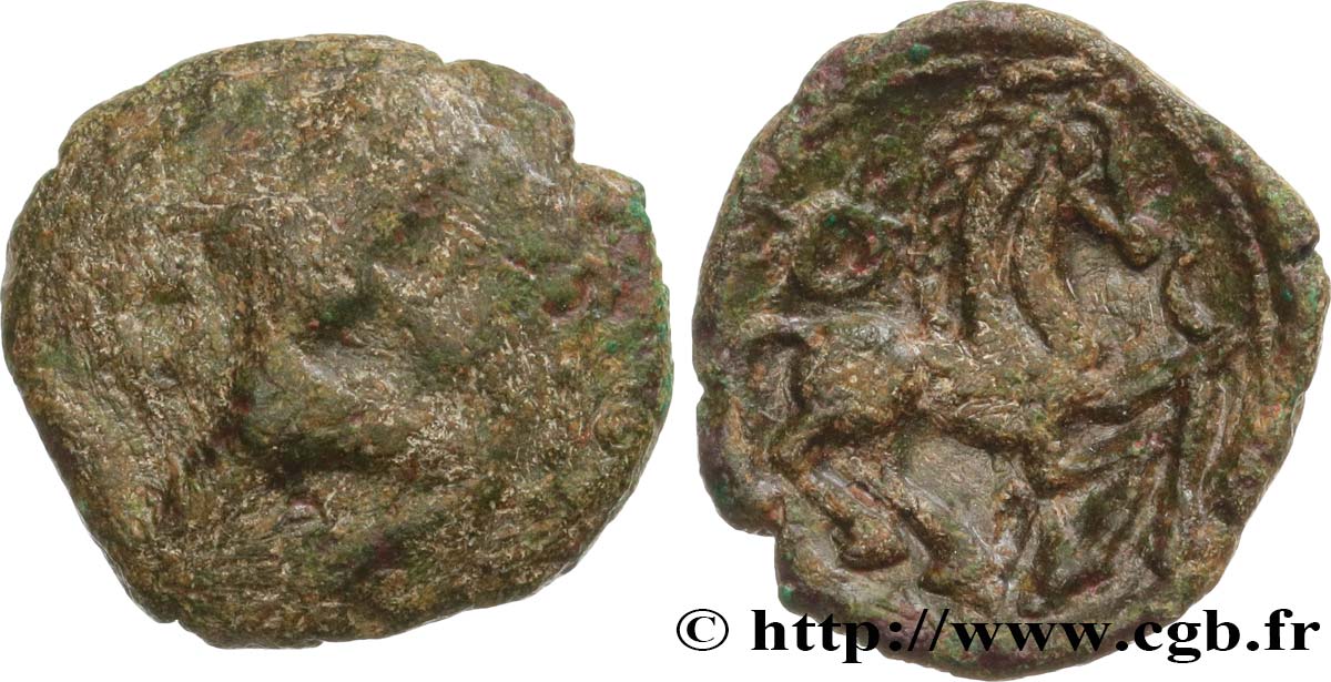 GALLIEN - BELGICA - BELLOVACI (Region die Beauvais) Bronze au personnage courant, à l’astre fS/fVZ