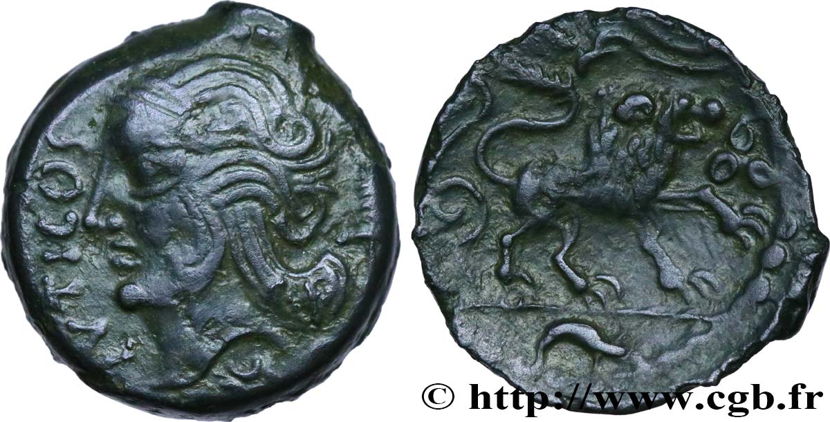 VÉLIOCASSES (Région du Vexin normand) Bronze SVTICOS, classe II au lion TTB+