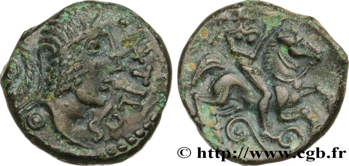 GALLIA - CARNUTES (Beauce area) Bronze PIXTILOS classe VII au cavalier XF/AU