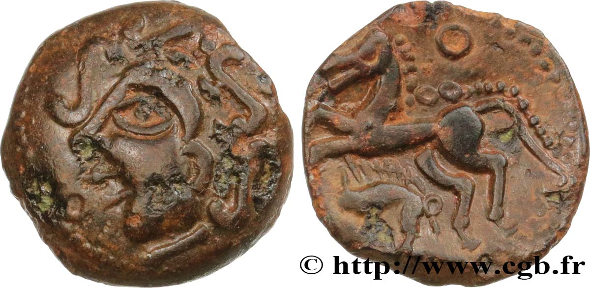 GALLIA - AULERCI EBUROVICES (Región d Evreux) Bronze au cheval et au sanglier MBC+