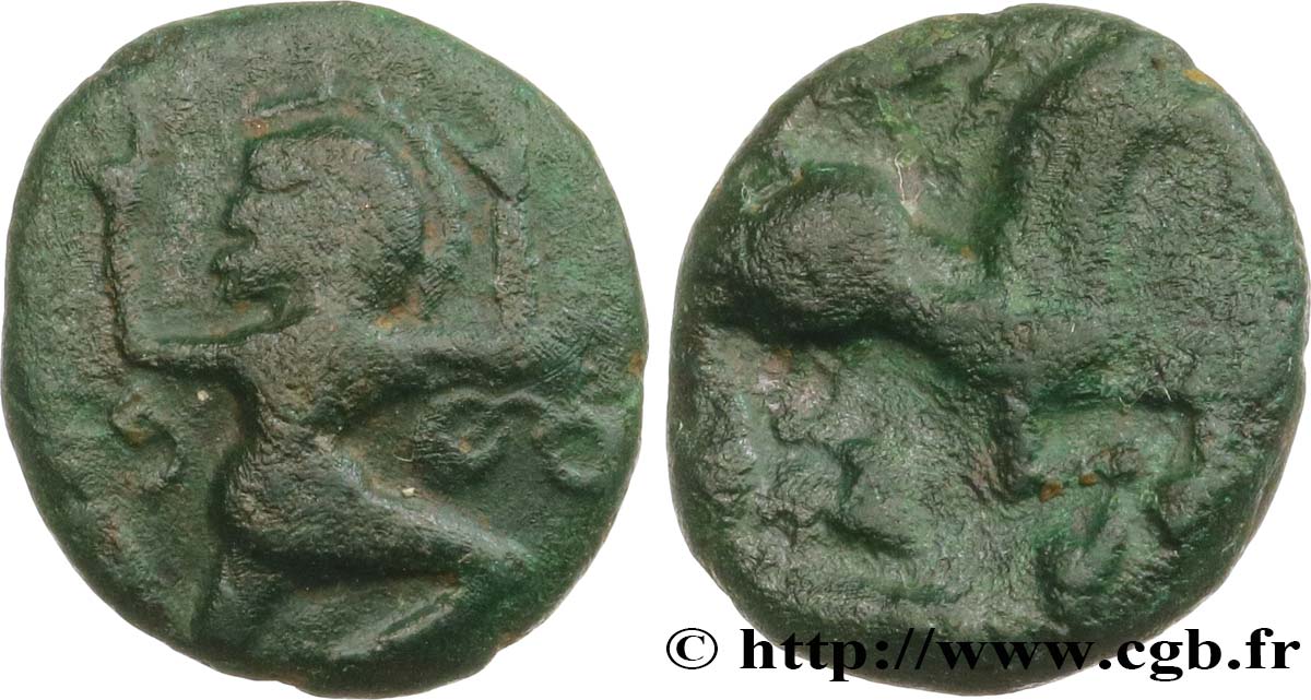 GALLIA BELGICA - BELLOVACI (Area of Beauvais) Bronze au personnage courant, à l’astre XF