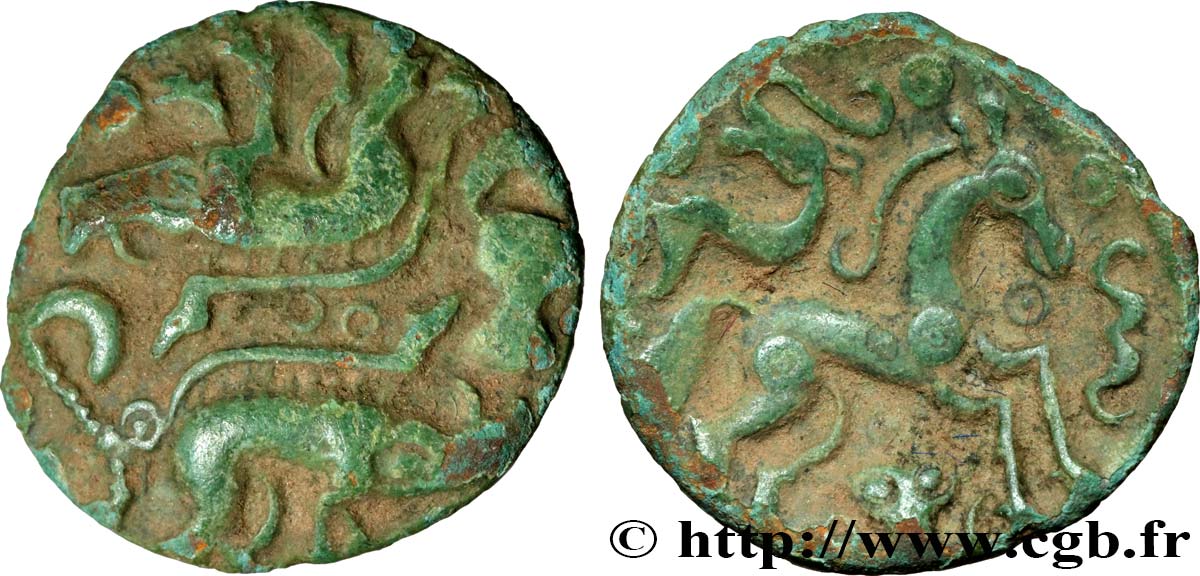 GALLIA BELGICA - AMBIANI (Regione di Amiens) Bronze aux sangliers affrontés q.SPL